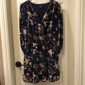 Navy floral print dress
